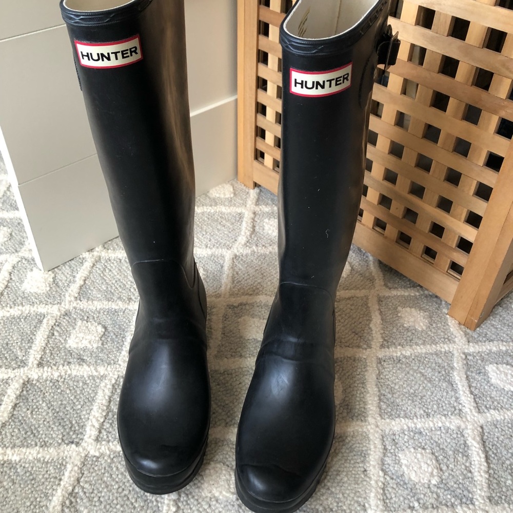 Hunter classic tall rain boot, black, size 9